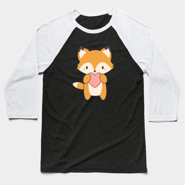 Kawaii Cute Red Fox T-Shirt Baseball T-Shirt by happinessinatee